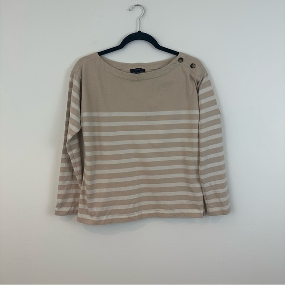 J. Crew | Tan Striped Blouse Button Shoulder Size XS Women's - Picture 1 of 6
